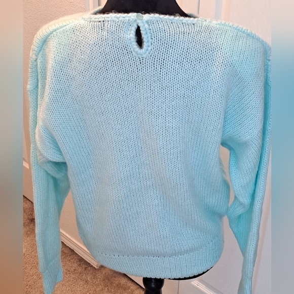 Vintage Beautifully Mine Mint Green Knit Sweater With Embellishments - Picture 3 of 8